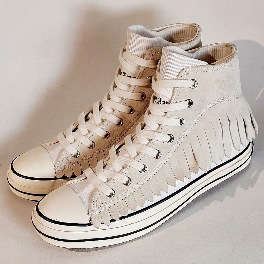 Host Pick🔥Palm Angels white fringe basket high vulcanized sneakers, EU41, NWT